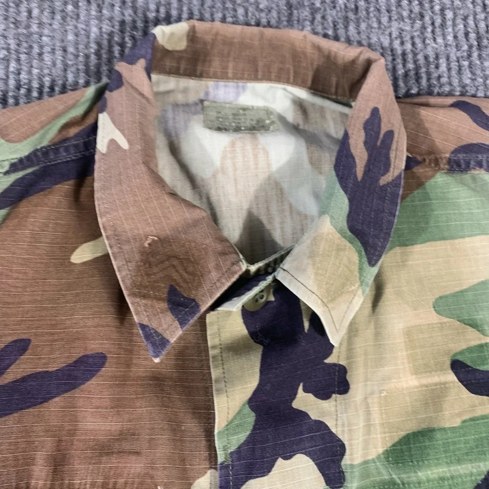 US Army Hot Weather Combat Coat Mens Small Brown Green Woodland‎ Camo Military